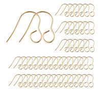 WEWAYSMILE 100pcs Hypoallergenic Ear Hooks, Sterling Gold Earring Hooks, Earring Hook, Earrings Making Supplies Kit for DIY Earring Jewelry Making (Gold)
