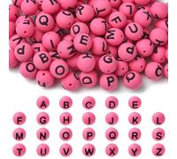 WEWAYSMILE 104 Pcs 15mm Silicone Letter Beads for Keychain Making Round Bulk A-Z Alphabet Silicone Beads for Pens DIY Bracelets Necklaces and Other Accessories Making（Pale Violet Red）