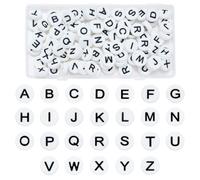 WEWAYSMILE 104Pcs 14.5mm Silicone Letter Beads for Keychain Making Flat Round Large Silicone Alphabet Beads A-Z Letter Focal Bead for Pens DIY Lanyard Bracelet Jewelry Crafts（Horizontal Hole）