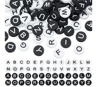 WEWAYSMILE 104Pcs 15mm Silicone Letter Beads for Keychain Making White and Black A-Z Letter Beads for Bracelets Flat Round Silicone Alphabet Bead DIY Jewelry Making Lanyard Pens and Crafts