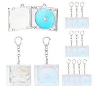 WEWAYSMILE 10Pcs Mini CD Cases Keychain with Disc Plastic Mini CD Album Holder Keychain Rectangular CDs Bag Charms with Lobster Law Clasp for Storing Photos Backpacks Car Keys Tote Bags Decor Gifts
