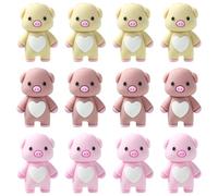 WEWAYSMILE 12 Pcs 3D Pig Silicone Focal Beads for Keychain Making Cute Animals Focal Beads for Pens DIY Bracelets Necklaces Lanyards Beaded Craft Supplies
