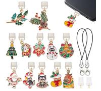 WEWAYSMILE 12Pcs Anti Dust Plug Charm Type C USB C Dust Plug with Alloy Christmas Style Pendants Cute Charging Port Protector for Phone Reader Accessory Gifts