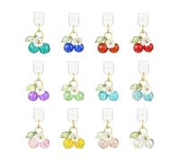 WEWAYSMILE 12Pcs Dust Plug Charm Type C USB C Dust Plug Charms with Cherry Pendants Anti Dustproof Plugs for Most Phone,E-Readers,Reading Lover Decorations Gifts（Mixed Colors）