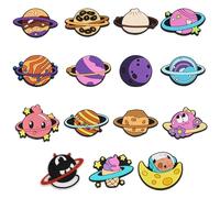 WEWAYSMILE 15 Pcs Mixed Color Cartoon Silicone Round Beads for DIY Handicrafts (Planet Series)