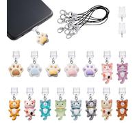 WEWAYSMILE 15Pcs Anti Dust Plug Charm Type C USB C Dust Plug with Resin Cat Style Pendants Cute Charging Port Protector for Phone Reader Accessory Gifts