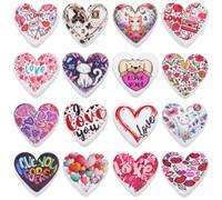 WEWAYSMILE 16 Pieces Colorful Cartoon Silicone Beads Bulk Focal Beads Bulk Silicone Spacer Beads for Keychain Bracelet Lanyards Jewelry DIY Crafts(Heart-Shaped Theme A)
