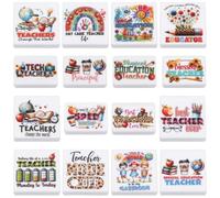 WEWAYSMILE 16 Pieces Teacher Theme Square Silicone Beads for Keychain Bracelet Lanyards Jewelry DIY Crafts