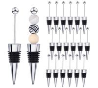 WEWAYSMILE 18pcs Beadable Wine Stoppers, Beaded Wine Bottle Stopper, DIY Beaded Wine Stopper, for DIY Beverage Gift Holiday Party Wedding Bar Accessories (Silver)