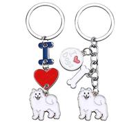 WEWAYSMILE 2 pieces Dog Key-Ring Keychain, Dogs Key Ring, Cute Puppy Metal Key Ring, for Decor Car Keyring Tag Personalised Gift, Long 3.48-3.52 inches/8.85-8.95cm (Samoyed)