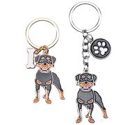 WEWAYSMILE 2 pieces Dog Key-Ring Keychain, Dogs Key Ring, Cute Puppy Metal Key Ring, for Decor Car Keyring Tag Personalised Gift, Long 3.13-4.35 inches/7.95-11.05cm (Rottweiler)