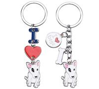 WEWAYSMILE 2 pieces Dog Key-Ring Keychain, Dogs Key Ring, Cute Puppy Metal Key Ring, for Decor Car Keyring Tag Personalised Gift, Long 3.62-3.72 inches/9.2-9.45cm (Bull Terrier)