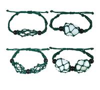 WEWAYSMILE 2 Pieces Empty Stone Bracelets Holder, Adjustable Cord Empty Stone Holder Crystal, for Stone Necklace DIY Bracelet Jewelry Making, Dark Green, About 1-7/8~3-1/4 inch(47~84mm)
