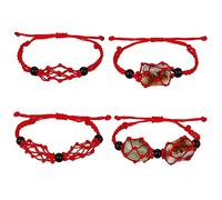 WEWAYSMILE 2 Pieces Empty Stone Bracelets Holder, Adjustable Cord Empty Stone Holder Crystal, for Stone Necklace DIY Bracelet Jewelry Making, Red, About 1-7/8~3-1/4 inch(47~84mm)