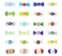 WEWAYSMILE 24 Pcs Blown Glass Candy Figurines Christmas Mini Sweet Figurines Ornament for Home Party Wedding Festival Decoration Gift