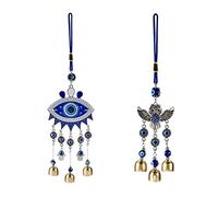 WEWAYSMILE 2Pcs 2 Style Blue Eyes Wind Bells, Evil Eyes Wind Chimes, Blue Evil Eye Wind Chimes, for Home Garden Decoration Good Luck Blessing Gift (3 bells)