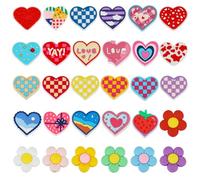 WEWAYSMILE 30 Pcs Heart Flowers Silcone Focal Beads for Pens Silicone Beads for Keychain Making DIY Keychain Bracelet Necklace Pen Lanyard Making