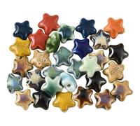 WEWAYSMILE 30Pcs Star Ceramic Beads for Jewellery Making Handmade Porcelain Beads for Bracelets Mixed Color Ceramic Bead for Jewellery Making Earring Lanyard Necklace DIY Crafts