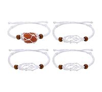 WEWAYSMILE 4 pieces Adjustable Woven Bracelet, Cord Stone Bracelet, Adjustable Friendship Braided Bracelet, for Women Girls Jewellery Making Friendship Favors, 1-7/8~3-1/2 inch(4.7~8.8cm)