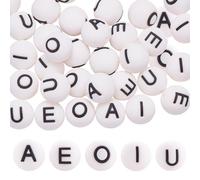 WEWAYSMILE 40Pcs 15mm Silicone Letter Beads for Keychain Making Round Vowel Letter Beads for Bracelets Silicone Alphabet Bead for Crafts DIY Bracelets Jewellry Making Lanyard Supplies