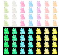 WEWAYSMILE 56pcs 7 style Glow in The Dark Cute Frog Miniature, Mini Resin Figures Frogs, Luminous Resin Mini Frogs, for Garden Potted Plant Decoration Craft