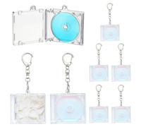 WEWAYSMILE 5Pcs Mini CD Cases Keychain with Disc Plastic Mini CD Album Holder Keychain Rectangular CDs Bag Charms with Lobster Law Clasp for Storing Photos Backpacks Car Keys Tote Bags Decor Gifts