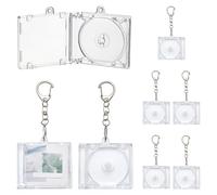 WEWAYSMILE 5Pcs Mini CD Keychain with Disc Plastic Mini CD Case Album Holder Keychain Transparent Rectangular CDs Bag Charms with Lobster Law Clasp for Storing Photos Wallets Backpacks Keys Tote Bags