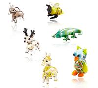 WEWAYSMILE 6 pcs Crystal Figurines Collectibles, Blown Glass Art, Miniature Hand Blown Crystal Art Collectible for Table Ornaments Home Decor