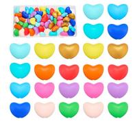 WEWAYSMILE 60Pcs 3D Heart Silicone Beads for Keychain Making Mix Color Spacer Focal Beads for Pens DIY Bracelet Necklace Lanyard Jewelry and Crafts Making