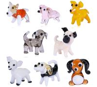 WEWAYSMILE 8 pcs Crystal Figurines Collectibles, Miniature Hand Blown Art, Hand Blown Painted Glass Art, Hand Blown Miniature for Table Ornaments Home Decor (Puppy)