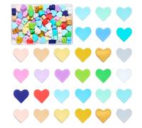 WEWAYSMILE 80Pcs 3D Heart Silicone Beads for Keychain Making Mix Color Spacer Focal Beads for Pens DIY Bracelet Necklace Lanyard Jewelry and Crafts Making