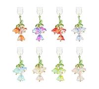 WEWAYSMILE 8Pcs Dust Plug Charm Type C USB C Dust Plug Charms with Acrylic Flower Pendants Anti Dustproof Plugs for Most Phone,E-Readers,Reading Lover Decorations Gifts（Lily of The Valley）