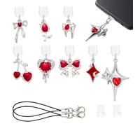 WEWAYSMILE 8Pcs Dust Plug Charm Type C USB C Dust Plug with Cell Phone Charms for Most USB C Type C Phone,Laptop,Readers Device（Gothic Cherry Bow）