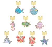 WEWAYSMILE 9Pcs Stethoscope Charms for Nurses Marine Animals Stethoscope Name Tag Personalized Doctor Accessories Gift for Doctors Student Medical Graduates Assistant