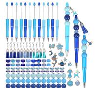 WEWAYSMILE Blue Beadable Pens Making Kit with Charm Beads, 12 Set