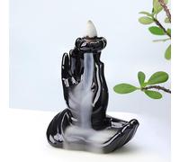 WEWAYSMILE Buddha Hand Backflow Incense Burner Smoke Waterfall Incense Burner Ceramic Buddha Incense Holder Incense Cone Burner for Yoga Meditation and Home Decor