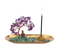 WEWAYSMILE Crystal Incense Holder for Sticks, Tree Incense Holder, for Yoga, Meditation and Home Decor (Purple)