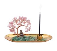 WEWAYSMILE Crystal Incense Holder for Sticks, Tree Incense Holder, for Yoga, Meditation and Home Decor (Pink)