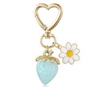 WEWAYSMILE Cute Strawberry Keychain Flower Daisy Keychain Metal Keychain for Men And Women Keychains Bag Charms Purse Handbag Backpack Car Holder Bag Accessories Holiday Gifts (Green)