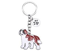 WEWAYSMILE Dog Key-Ring Keychain, Dogs Key Ring, Cute Puppy Metal Key Ring, for Decor Car Keyring Tag Personalised Gift, Long 3.83inch/9.75cm (Saint Bernard)