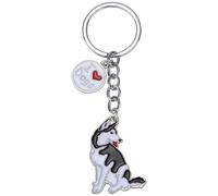WEWAYSMILE Dog Key-Ring Keychain, Small Dog Metal Keychain, Cute Puppy Metal Key Ring, for Decor Car Keyring Tag Personalised Gift, Long 4.02 in/10.2cm (Huskies)