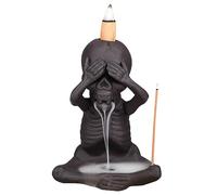 WEWAYSMILE Halloween Backflow Incense Burner Indoor Smoke Waterfall Incense Holder Creative Ceramic Incense Burner Room Decor (Skeleton Don't look)