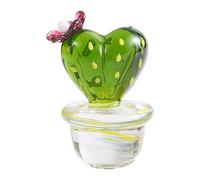 WEWAYSMILE Handmade Glass Blown Cactus Figurines, Crystal Cactus Figurines, Mini Hand Blown Cactus Figurines, for Home Decoration Office Desktop Shelf Decor, 45x29mm