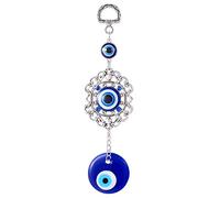 WEWAYSMILE Rear View Mirror Evil Eye Beaded Decor, Evil Eye Car Hanging Decorate, Evil Eye Butterfly Car Hanging Ornament, for Window Car Door Frame Balcony