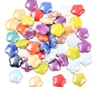 WEWAYSMILE Star Ceramic Beads for Jewelry Making, Colorful, 50 Pcs | Cute Porcelain Beads for Bracelets, Handmade Bright Color Glazed, DIY Necklace Earrings Crafts Lanyards Jewelry Phone Charms
