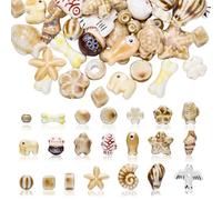 WEWAYSMILE Vintage Ceramic Porcelain Beads for Jewellery Making, 50 Pcs | Bright Glazed, Fish Star Ceramic Beads for Bracelets, Earring Lanyard Necklace DIY Crafts Supplies