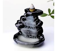 WEWAYSMILE Waterfall Backflow Incense Burner Ceramic Incense Holder Incense Waterfall Fountain Incense Cone Holder, Yoga Meditation Home Decor Office Gifts(Stone)