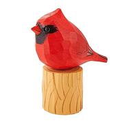 WEWAYSMILE Wooden Carved Bird Figurine, Hand Carved Painted Wooden Statues, Small Wooden Carved Bird, Cute Animal Ornament Craft for Home Office Desktop Decoration(Cardinal)