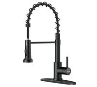 WEWE Kitchen Faucet, Kitchen Faucets with Pull Down Sprayer Sus304 Stainless Steel Matte Black Industrial Single Handle One Hole Or 3 Hole Faucet for Farmhouse Camper Laundry Utility Rv Wet Bar Sinks
