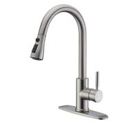 WEWE Single Handle High Arc Brushed Nickel Pull Out Kitchen Faucet,Single Level Stainless Steel Kitchen Sink Faucets with Pull Down Sprayer